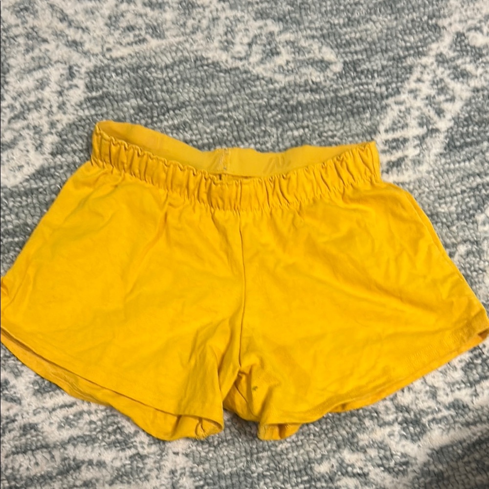 Varsity Yellow Athletic Shorts Lightweight Elastic Waist